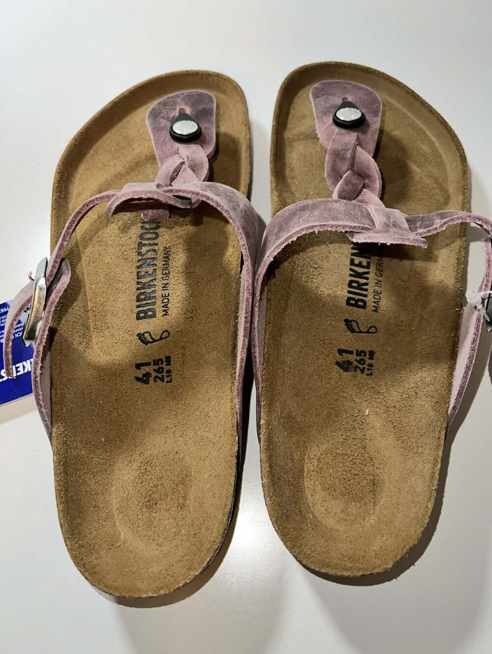 Birkenstock Women's Pink Braided Suede Gizeh Sandals Size 41/10